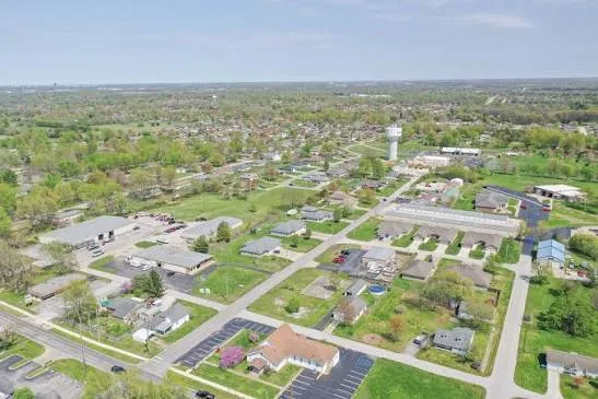 Aerial view of homes and streets in Battlefield, MO